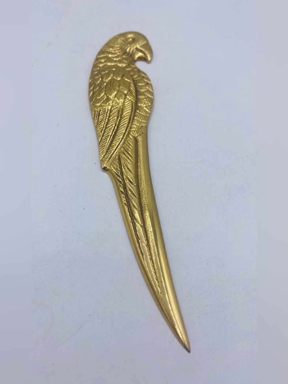 Vintage Hampton Brass Co Solid Brass Parrot Shaped Letter Opener